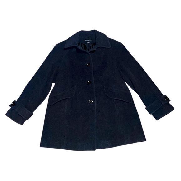 London Fog wool blend pea coat medium black gray button down winter outdoors - Picture 3 of 12